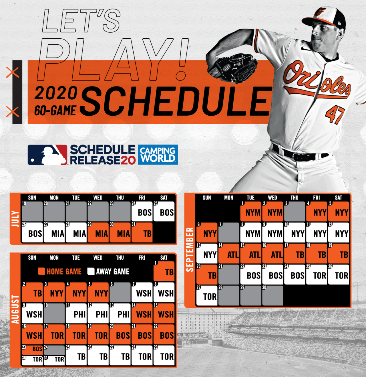 Orioles announce updated 2020 schedule